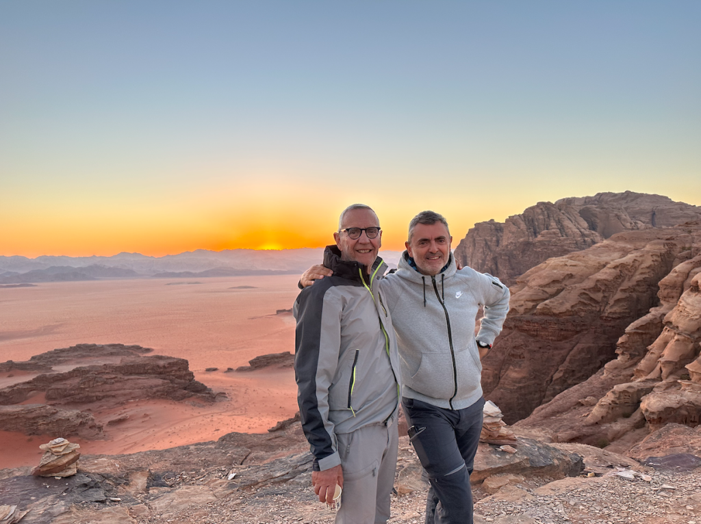 Laurent et Alain au coucher du soleil Get Your Tour In Wadi Rum